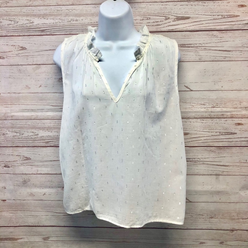 Bella Dahl ruffle collar V neck Sleeveless Blouse